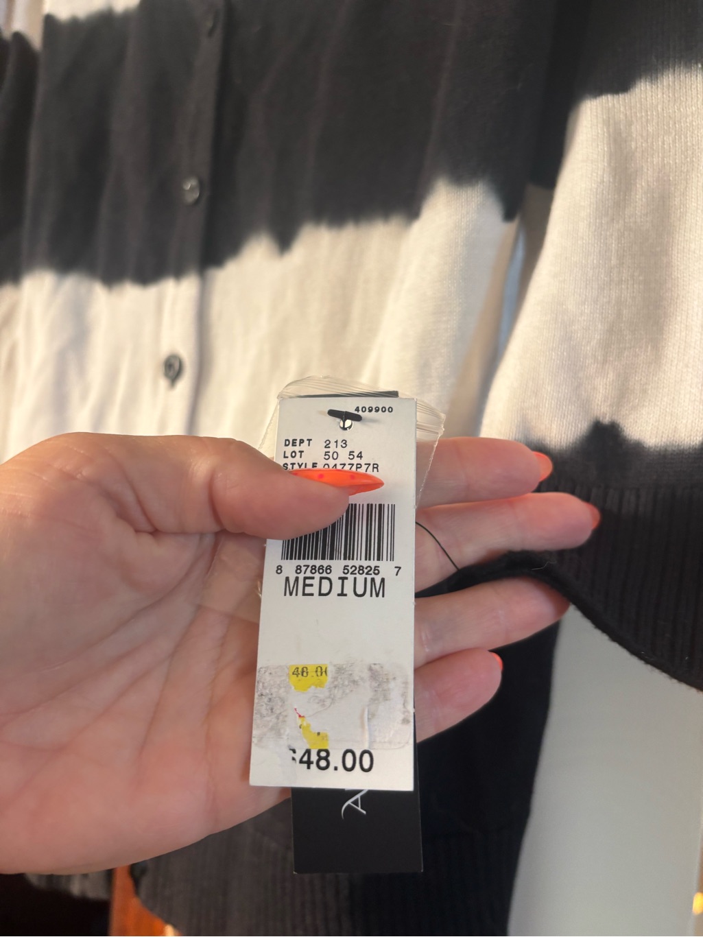 Ab Studio Black And White Striped Button-Front V-Neck Cardigan — image 2 of 3